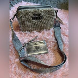 Steve Madden Silver BDaisy Raffia Crossbody Bag